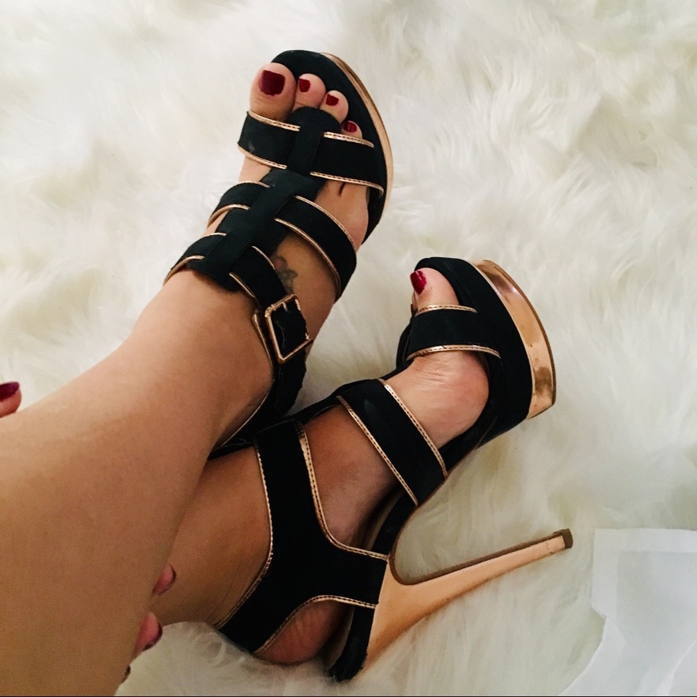 ALDO black and rose gold shoes